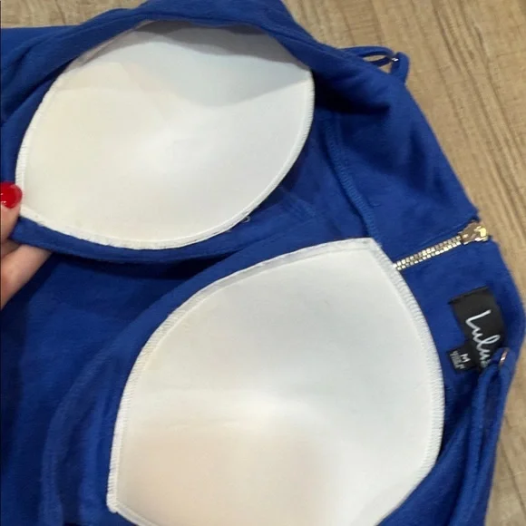 Lulu’s Royal Blue Faux Suede Sleeveless Dress, Size Medium - Picture 3 of 5